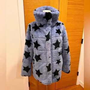 NVLT | Star Print Faux Fur Jacket | Size Small | NWT